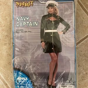 Tried on never worn Spirit Halloween Navy Captain costume. Size Small (6-8)